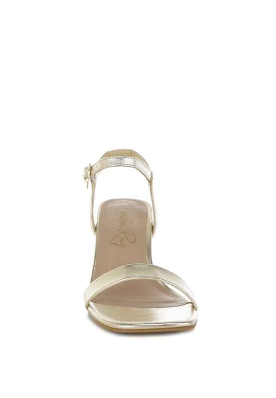 Kazara Metallic Faux Leather Block Heels c61280da-6742-416f-85c9-bff7479c67a6
