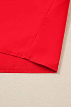 Fiery Red Striped Trim Ruffle Split Neck Long Sleeve Blouse c618e5e66ae8a61e