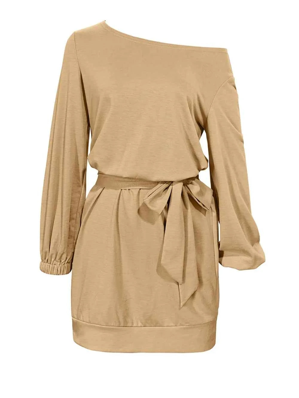 One Shoulder Tie Waist Dress c61d10f5-be32-45af-9f2a-727f74310cf7-Max