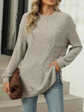 Ribbed Knit Round Neck Sweater Oatmeal c61f4f4f-206c-4cac-8227-faf590f8fc47-Max-Origin