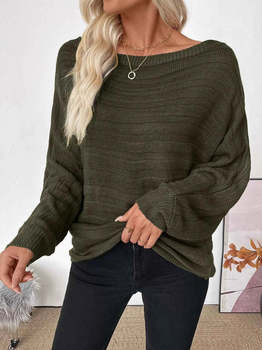 Boat Neck Ribbed Long Sleeve Sweater c624322bb9ac4f62a6a939a280754552-Max-Origin