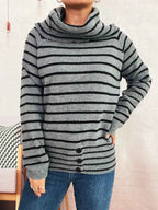 Striped Turtleneck Long Sleeve Sweater c63aeef5a47b43b19549bd524cddd7ee-Max-Origin