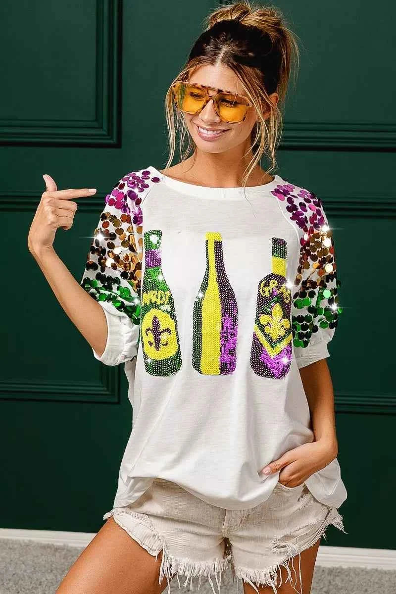BiBi Sequin Mardi Gras Bottles Spangled Sleeve Top c63bca2eb797464191d0737bd96164ce-Max-Origin