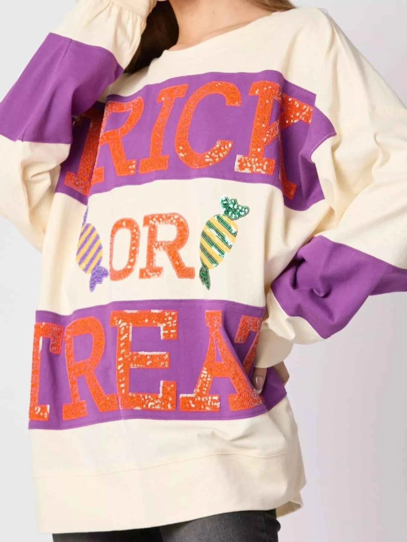 Halloween Trick Or Treat Sequin Sweatshirt c647916f-dc14-4251-a518-561d41ca022c-Max-Origin
