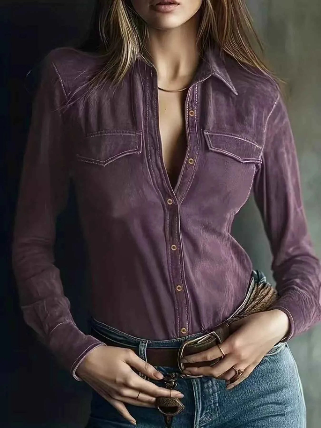 Suede Button-Down Shirt Purple c654b7fb59b84292b14dce0b42995333-Max-Origin