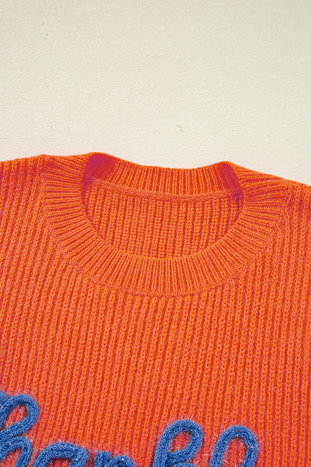 Vitality Orange Thankful for my queens Ribbed Knit Drop Shoulder Graphic Sweater c655bb661ad21bfd