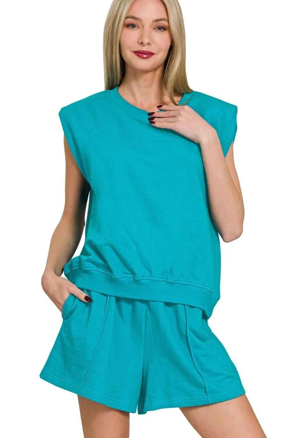 Zenana French Terry Sleeveless Top & Shorts Set c657201e-dd1c-43c5-99ce-bb08a9a36237-Max-Origin