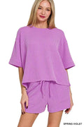 Zenana Raised Rib Short Sleeve Tee and Drawstring Shorts Set SPRING VIOLET c66e4fb965174c62ba3c2042336f3195-Max-Origin