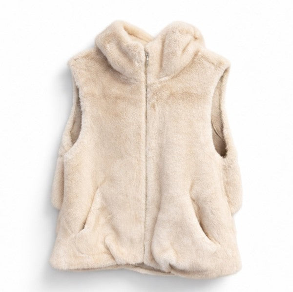 Real Feel Faux Mink Fur Hooded Vest c682c424-0296-4a2e-9df7-814db54539ff