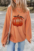 Sequin Pumpkin Round Neck Long Sleeve Sweatshirt Sherbet c688c739-0722-4ba5-8178-83b03f6d7259-Max