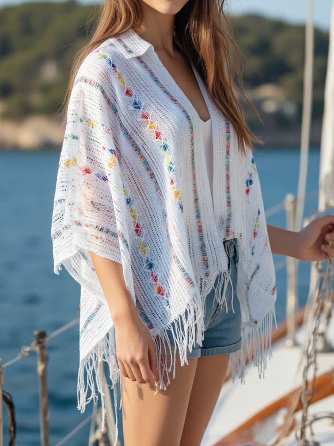 Openwork Fringe Open Front Knit Cape c68cb3fd-3881-43f3-a974-b02b467489c0-Max-Origin
