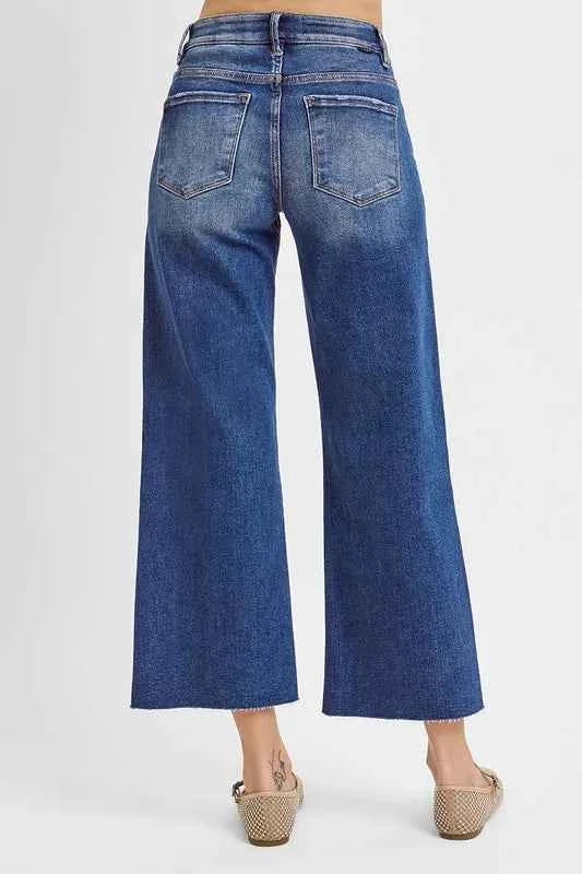 RISEN Raw Hem Wide Leg Cropped Jeans c6915cd1-4e9b-451a-928c-81f750e1c764-Max-Origin