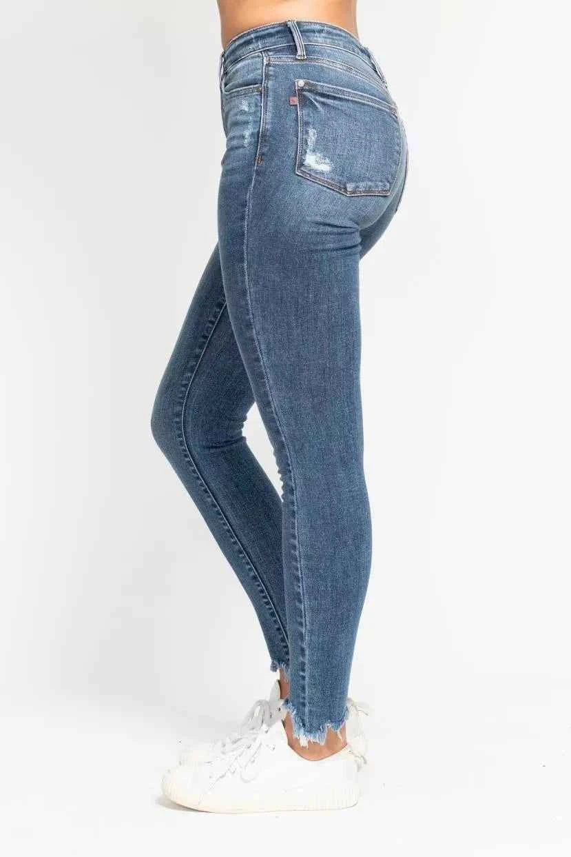 Judy Blue High Waist Skinny Jeans with Destroy & Shark Bit Hem c6924c2ec1e740adaffce2f48d6f4141-Max-Origin