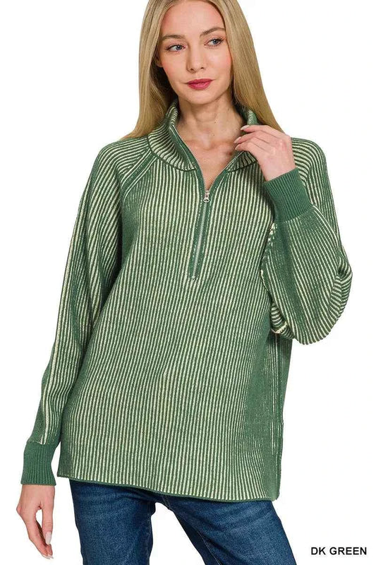 Ribbed Two Tone Half Zip Sweater c692ab7b117a445985878a64725ea113-Max-Origin