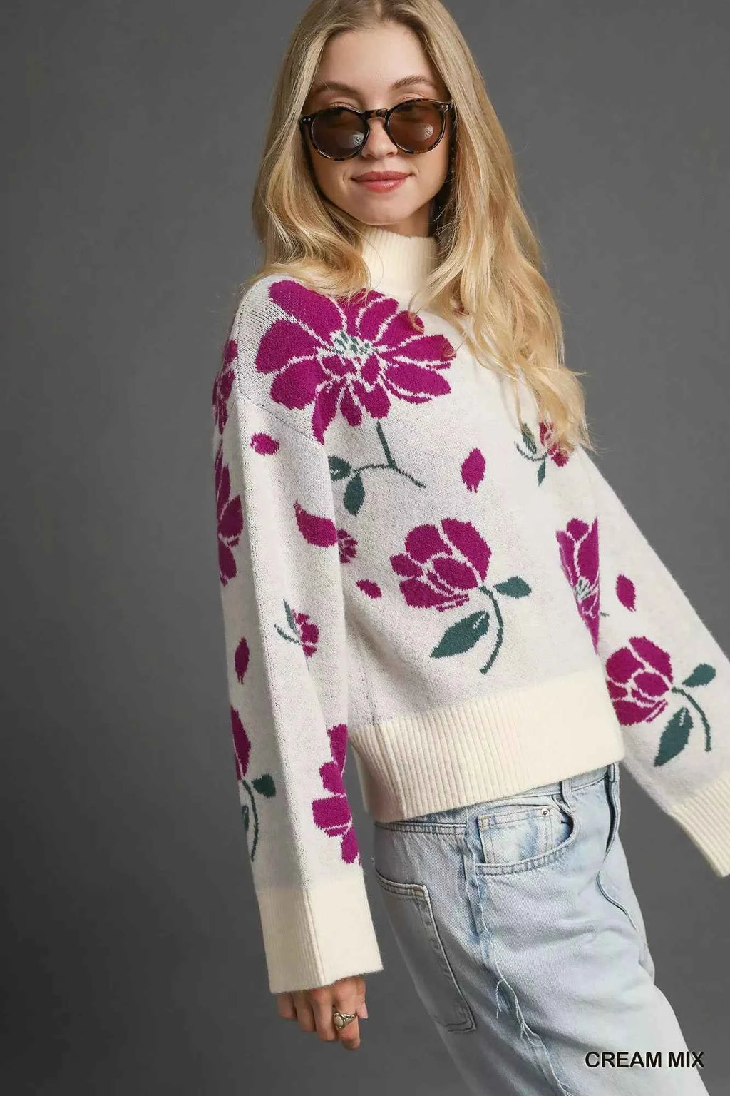 Umgee Floral Patterned Mock Neck Sweater c694dab3-32cb-4828-a779-cdf600a24d9f-Max-Origin