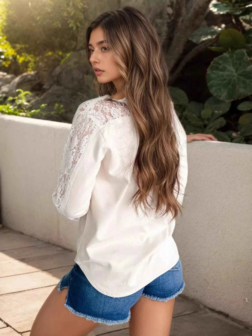 Lace Button Up Long Sleeve Shirt c69ee125b7394104852cbb2c3df3bd0f-Max-Origin