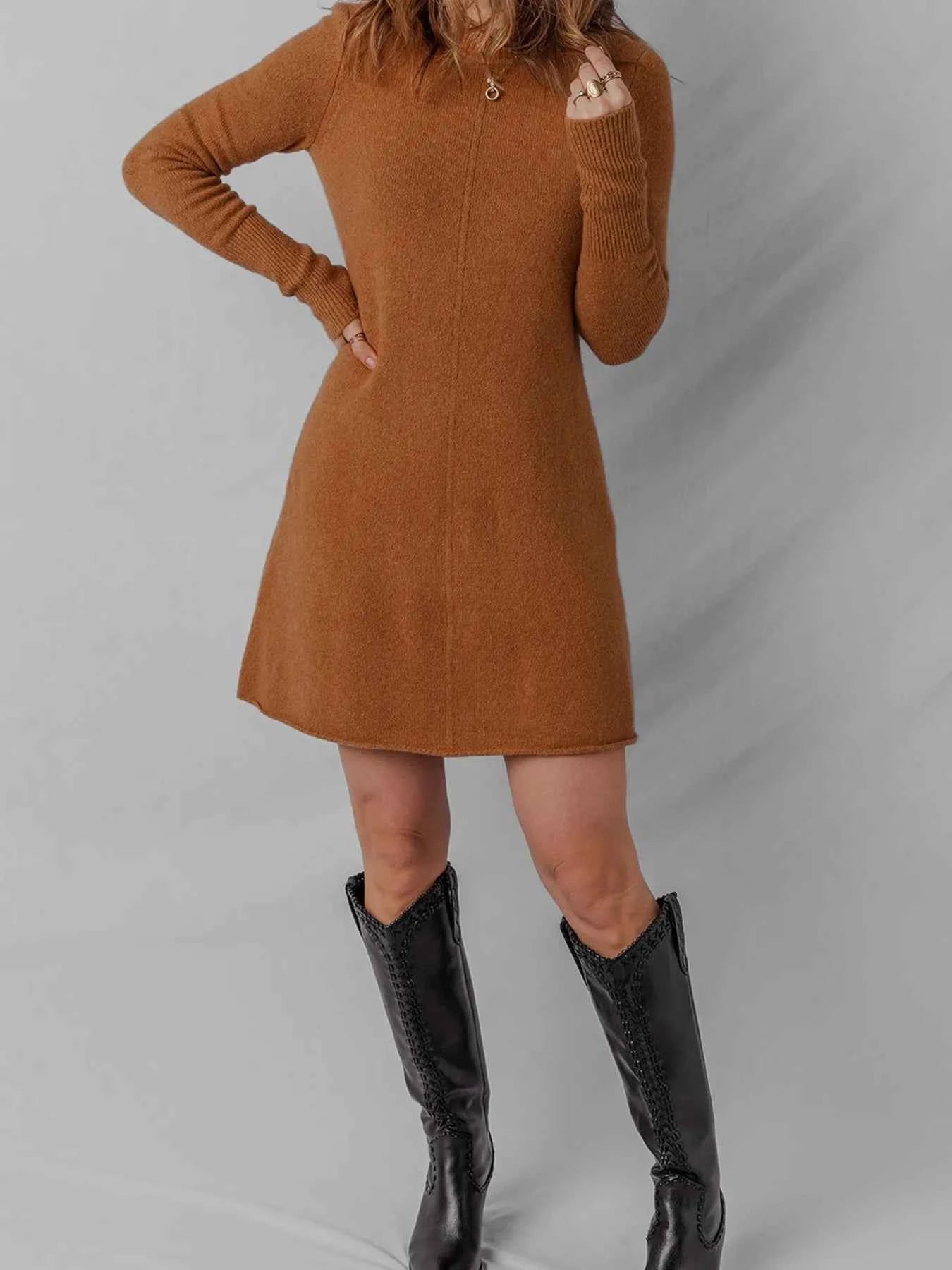 Ribbed Detail Solid Color Mini Sweater Dress c6b7d46ce49e45a899ff7b8d3edb9ab4-Max-Origin