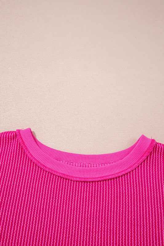 Corded Knit Drop Shoulder Long Sleeve Top c6ba1e77-2234-412f-ae21-b6708ac7e0fa