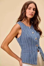 SO ME Stripe Slim Fit Button Front Denim Vest Top c6bc20fb8cf54436a0cbf6193640fb7f-Max-Origin