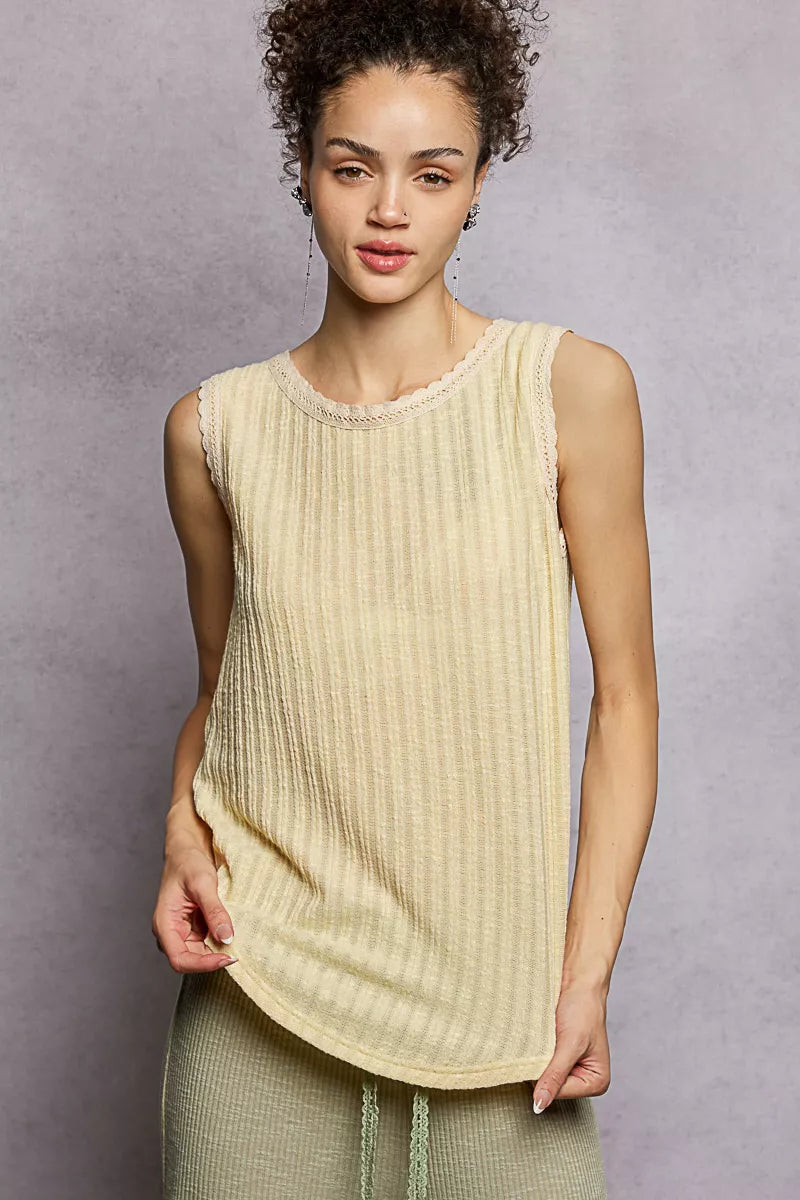 POL Ribbed Round Neck Tank with Lace Trim BANANA MOUSSE c6bde43f-38af-4887-9d3b-98ece1a4daf1-Max-Origin