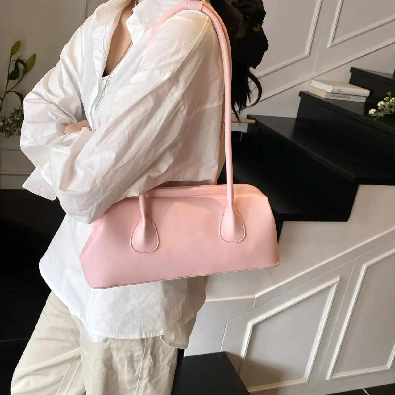 PU Leather Shoulder Bag Pink onesize c6c00567cb414bffaf1c9d2f84c6f240-Max-Origin
