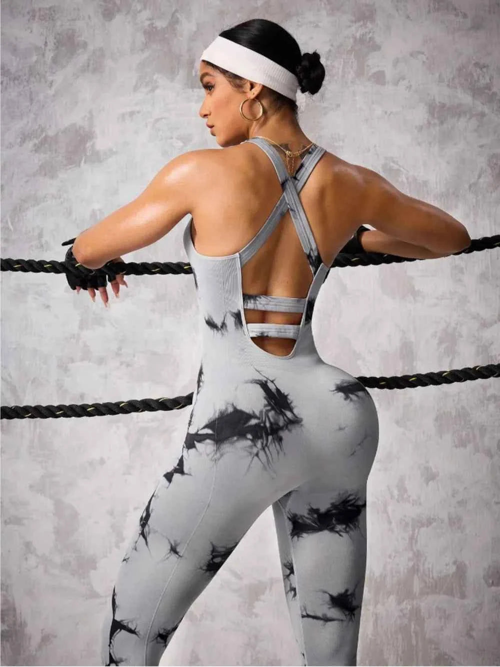 Back Crisscross Tie-Dye Scoop Neck Active Jumpsuit c6c552f1-236c-4a2e-9715-198137a38658-Max