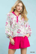 Umgee Paisley Floral Contrast Trim Blouse PINK MIX c6f35cfe-9bd9-4adf-a858-6558a1415871-Max-Origin