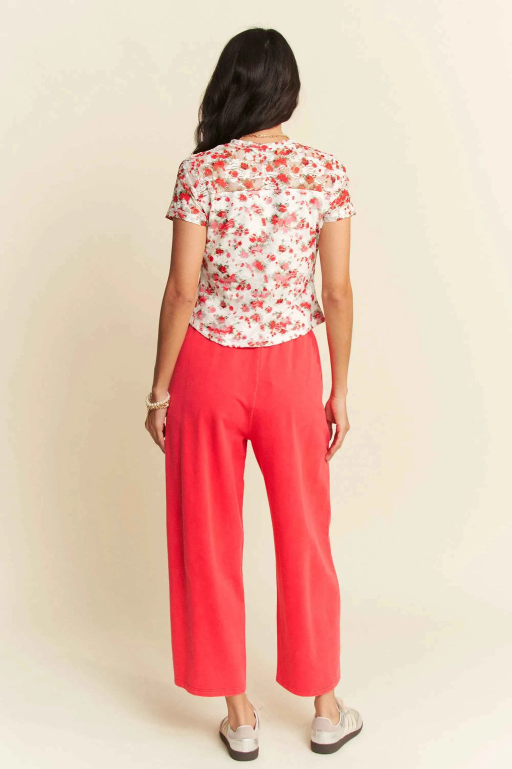 Davi & Dani Ribbon Short Sleeve Layered Mesh Top c6f3e87eba5446b1827b3f25a32c64a3-Max-Origin