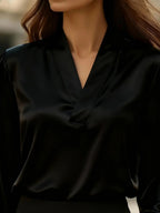 V-Neck Long Sleeve Satin Blouse c6fd492e-e66f-4ff0-95c8-166d2dab1443-Max