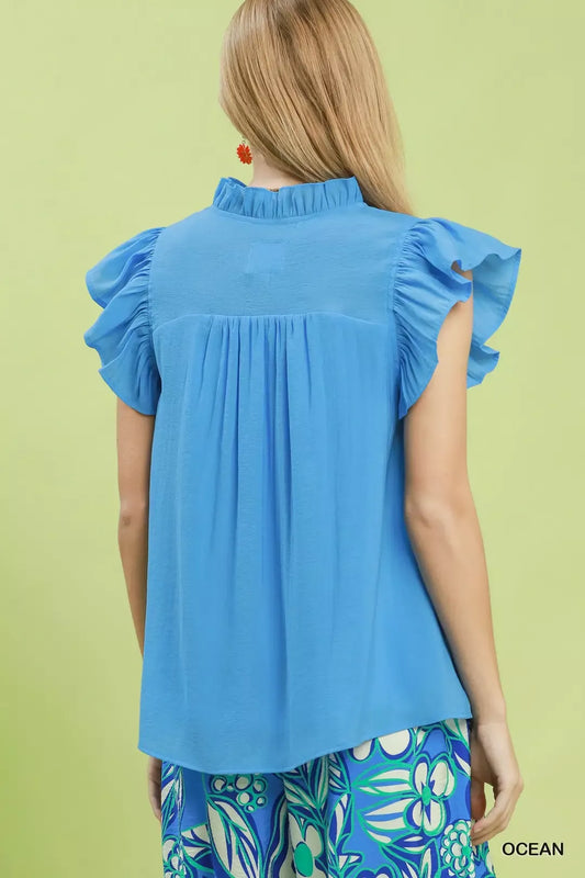 Smocked Yoke Ruffle Sleeve Blouse c70cf824-656f-4172-8335-b903c63dfa25-Max-Origin