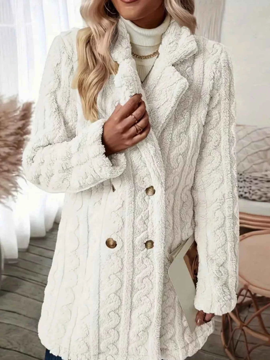 Cozy Faux Shearling Double-Breasted Outerwear c716d558379e43949b3a614608841bc2-Max-Origin