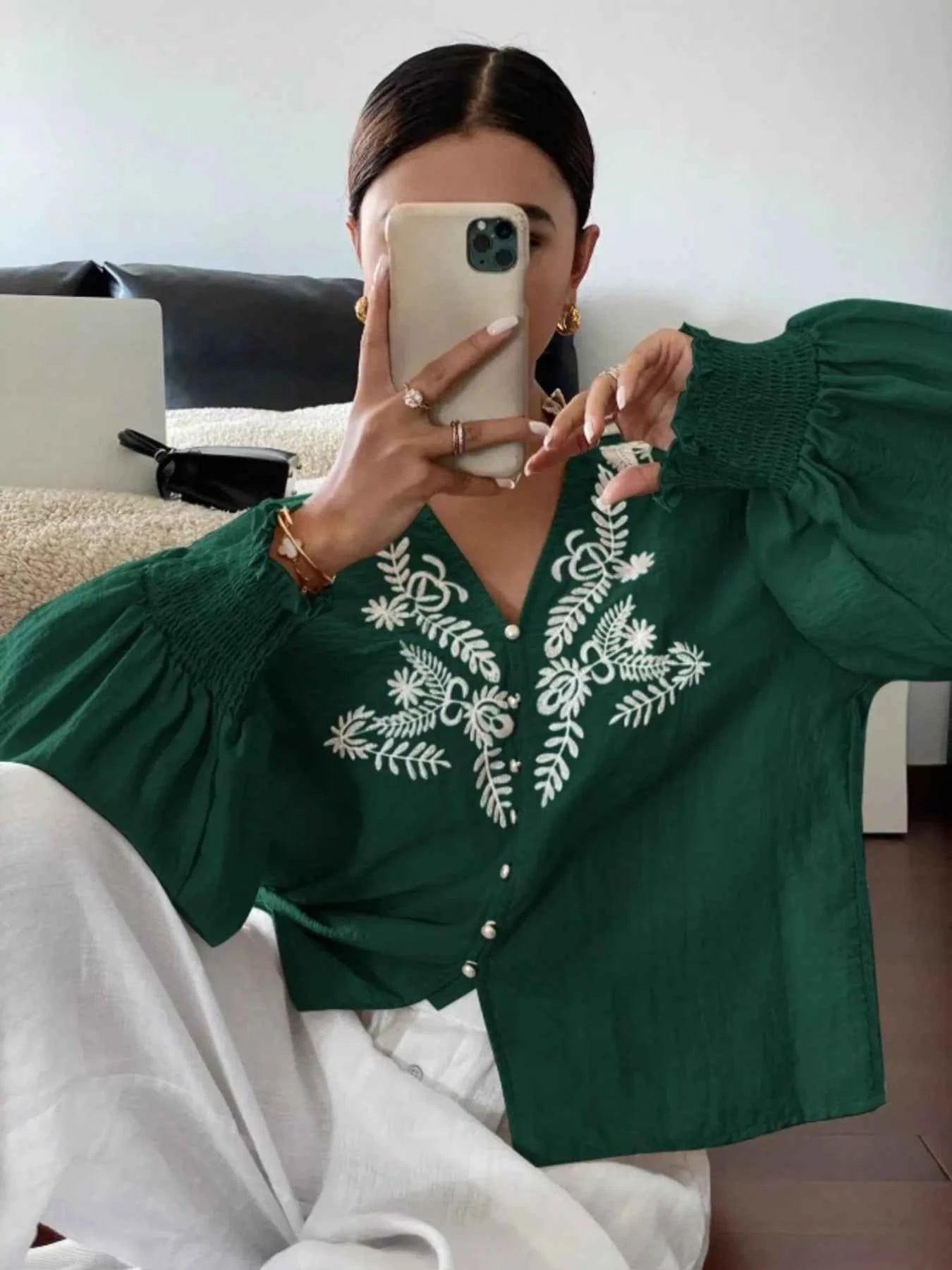 Embroidered Long Sleeve Blouse c71a2db6abfa460191d97ae9740eedd8-Max-Origin