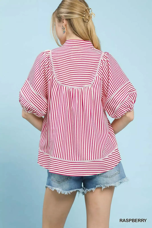 Striped Puff Sleeve Babydoll Top c71b8a47-a89d-4d8d-ab24-e8a8da2eaa03-Max-Origin