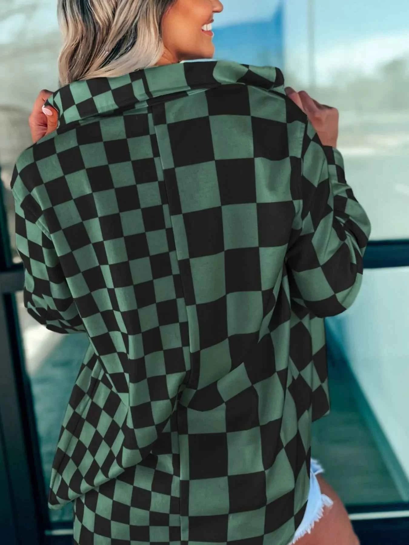 Checkered Pattern Button Up Oversized Jacket c734414b-5f32-4ed3-a3dd-5cb35809bda8-Max-Origin