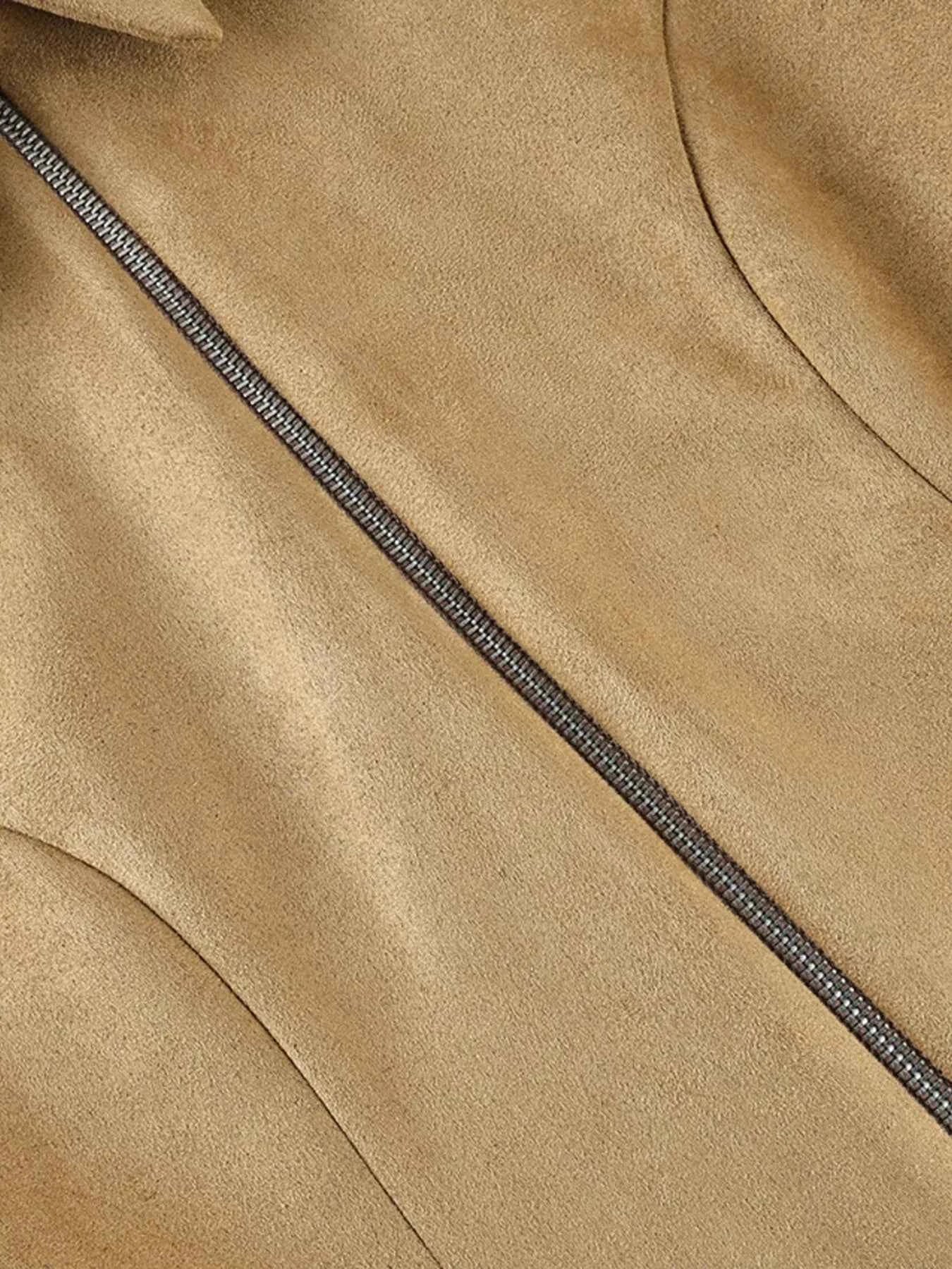 Suede Zip-Up Fitted Jacket c7376ffe99c64a62a7f5c8201db729dd-Max-Origin