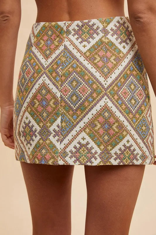 Annie Wear Ethic Woven Jacquard Wrap Mini Skirt c7435b5dbd09488ea558a59e841eba5d-Max-Origin