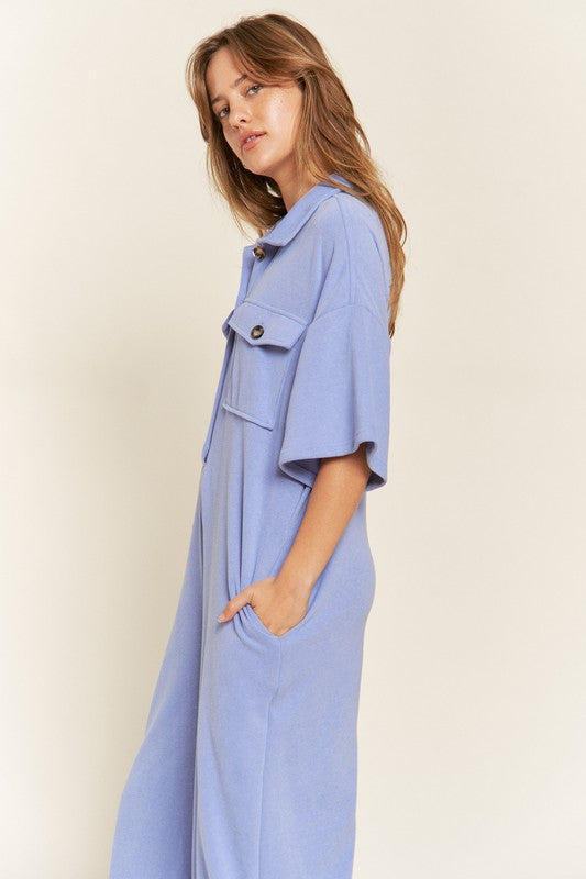 Basic Collar Shirt Wide leg Jumpsuit c7446dac-cb1a-4bc5-9a50-ea0f54d6068a