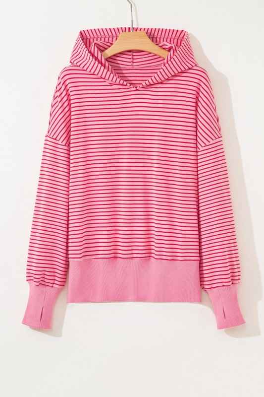 Stripe Thumbhole Drop Shoulder Sleeve Hoodie c749516f-6e6b-48c8-b752-ec23431c8ab7