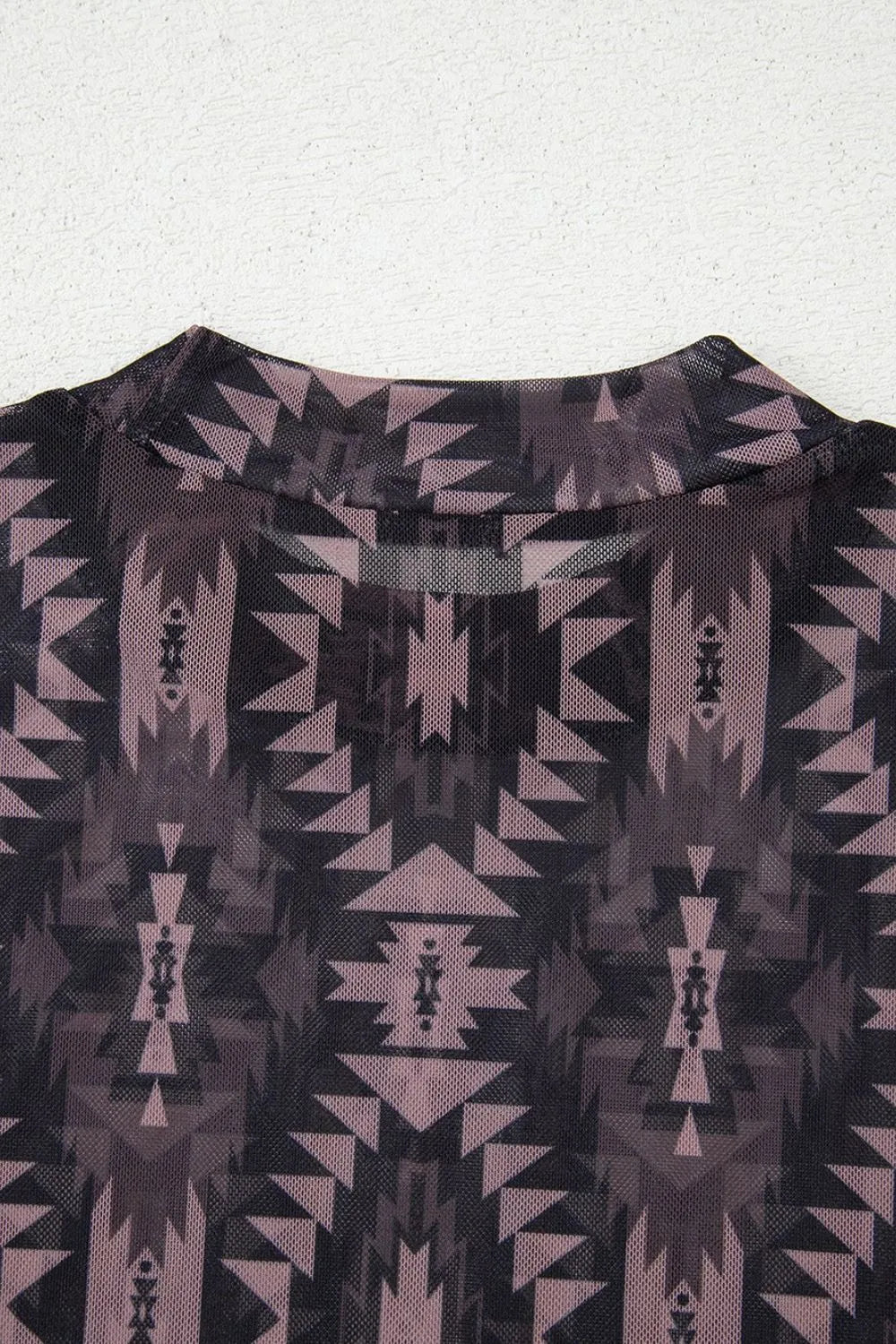 Aztec Print Mock Neck Short Sleeve Mesh T Shirt c74c0057-154c-47b0-aa2e-ab58456d2249-Max-Origin