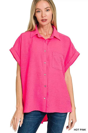 Woven Airflow Button Down Shirt HOT PINK c750ae47ec854033a7d5d29cf09b1d82-Max-Origin