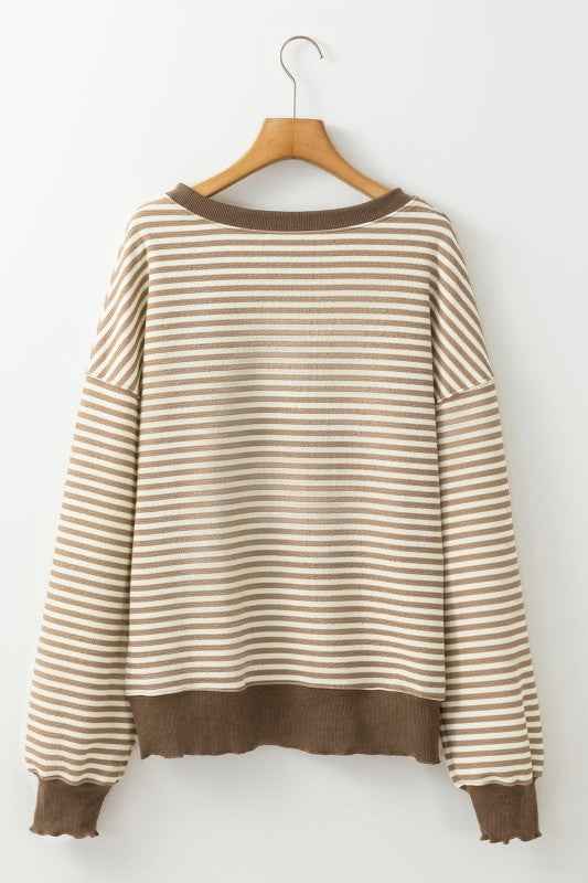 Stripe Drop Shoulder Long Sleeve Top c760a200-c7a7-4160-b544-20d4a606018a