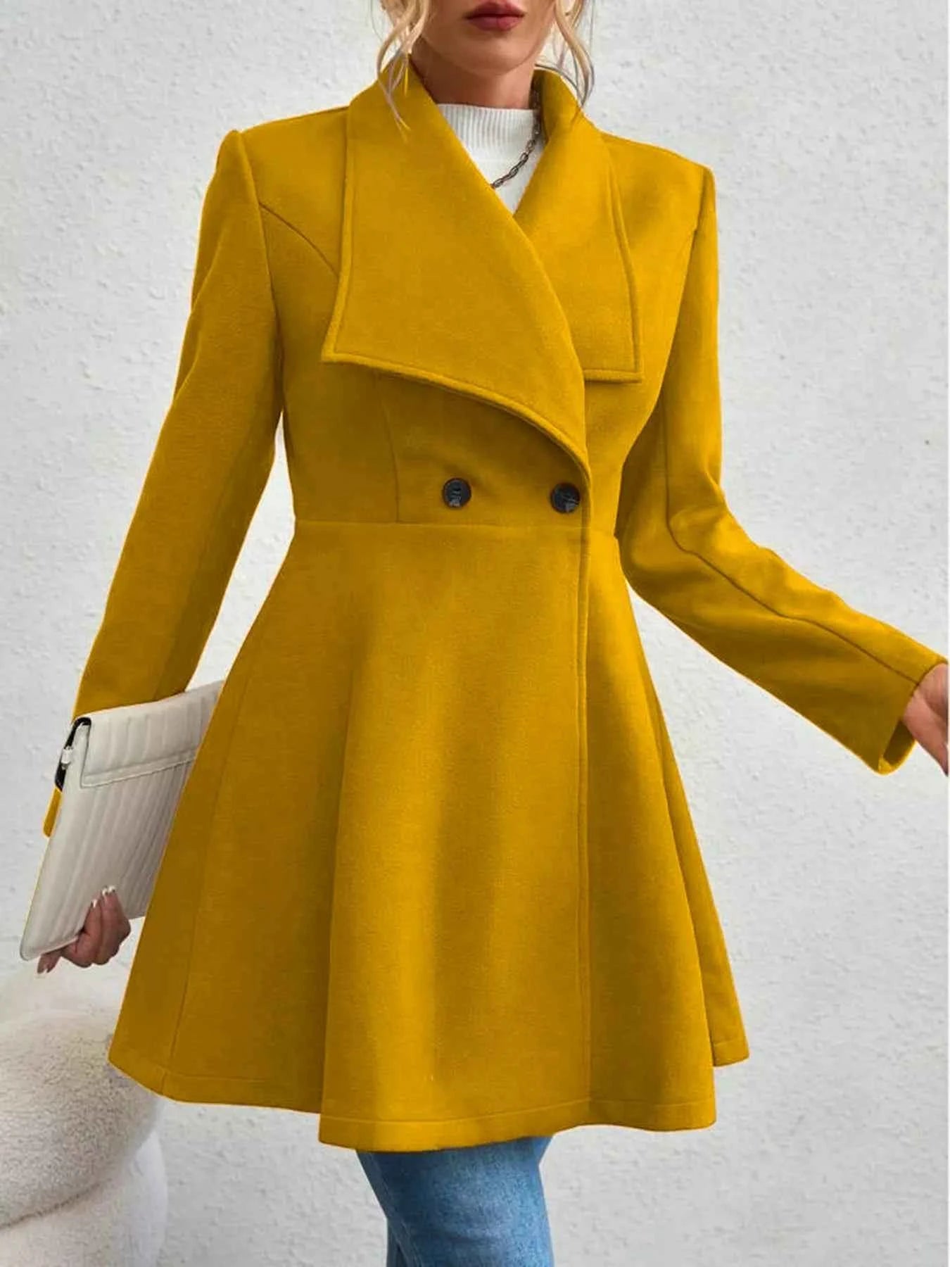 Double-Breasted Wool Blend Coat Mustard c76aaf54bf624c6a927a0154492341ce-Max-Origin