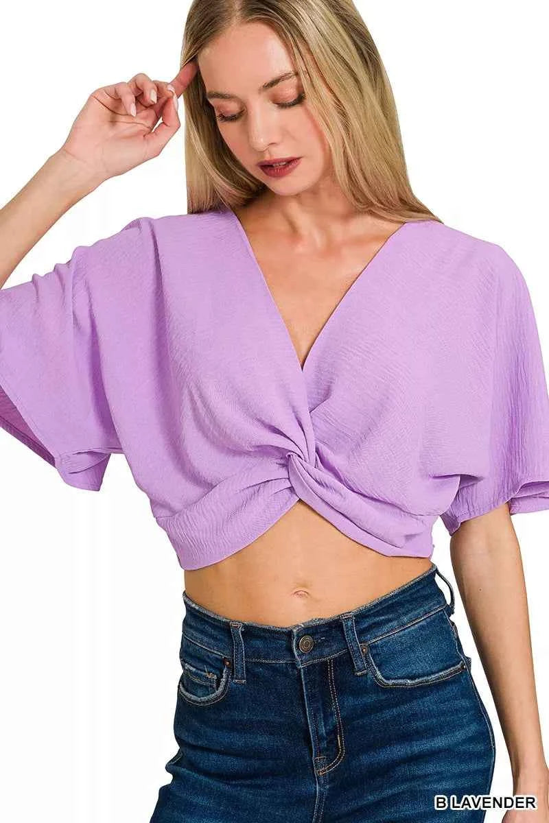 Zenana Woven Airflow Twisted Top & Wide Leg Pants Set c76c396df7654a0e8674962461ecb649-Max-Origin