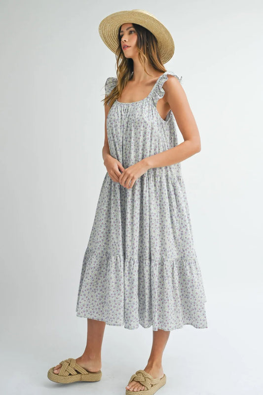Floral Ruffle Shoulder Tiered Midi Dress c77282b5-c334-44aa-81b6-708f0c0a0157-Max