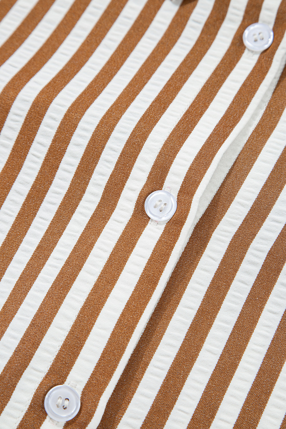 Brown Stripe Ruffle Hem Collared Long Sleeve Shirt Mini Dress c77f0abc60cfc03a