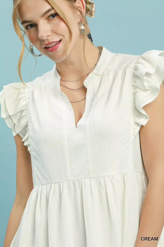 Ruffle Sleeve Babydoll Dress c7830b8a-c344-4306-99e3-08779ff9667d-Max-Origin