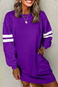 Stripe Long Sleeve Casual Sweatshirt Dress Violet c78794fc-b2d9-4080-88f7-7987c4a2a6bc-Max-Origin