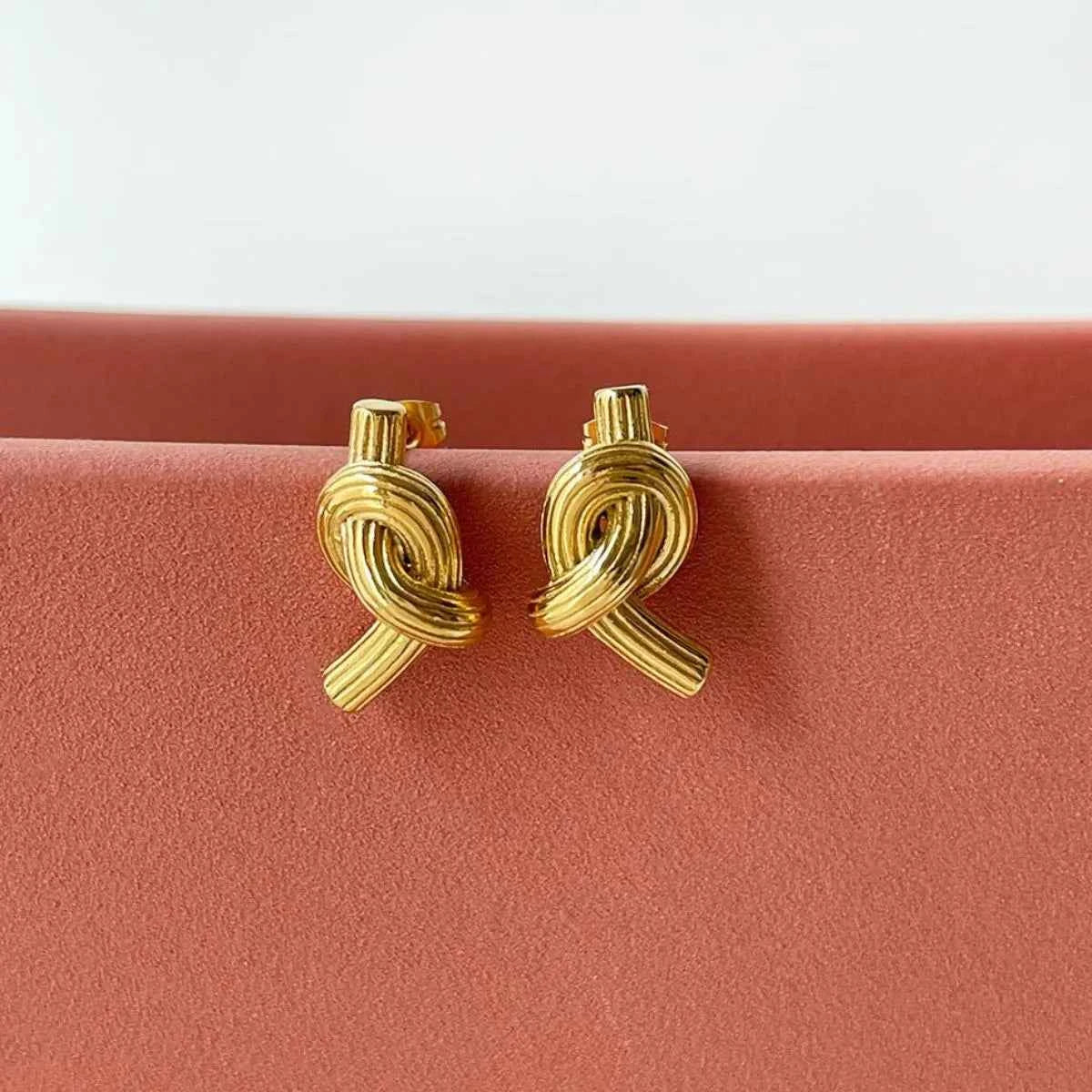 18K Gold-Plated Twisted Knot Stud Earrings c788df66-5f3d-4e28-9472-e31f9418c584-Max-Origin