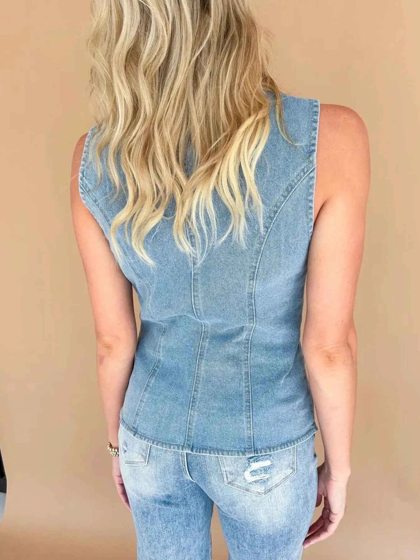 Sleeveless Button-Front Denim Vest c78d2dbed5664f6c972464dbc194aeeb-Max-Origin