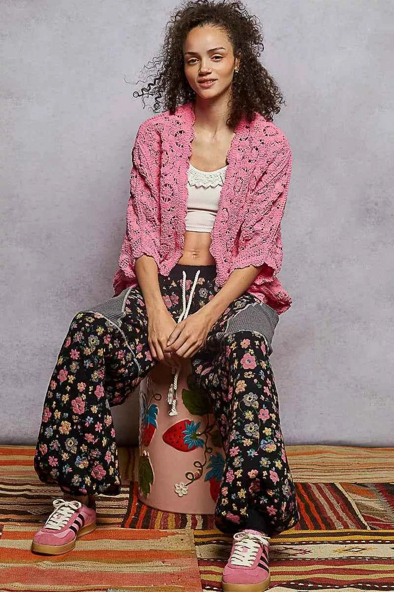POL Floral Pattern Open Front Cardigan c7906b2d-a286-4ef0-a5c3-a1bf51cc0147-Max-Origin